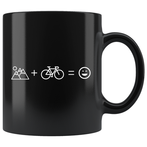 Mountain Bike Equals Happiness 11oz Black Mug
