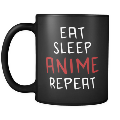 Eat Sleep Anime Repeat Mug in Black