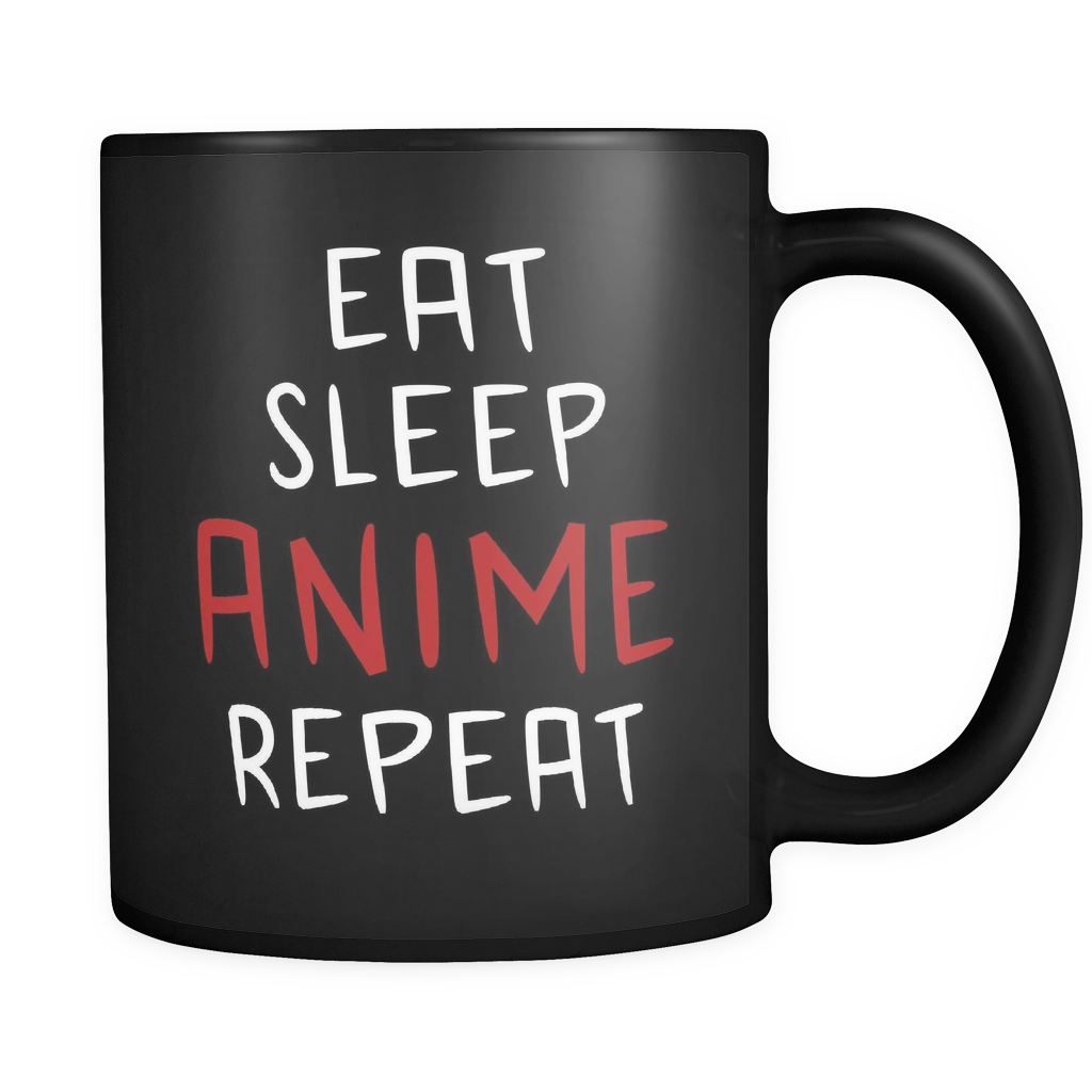 Eat Sleep Anime Repeat Mug in Black
