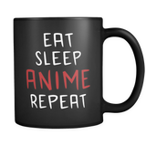 Eat Sleep Anime Repeat Mug in Black