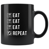 Eat Eat Eat Repeat 11oz Black Mug