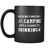 Weekend Forecast Camping Black Mug