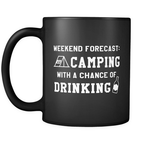 Weekend Forecast Camping Black Mug