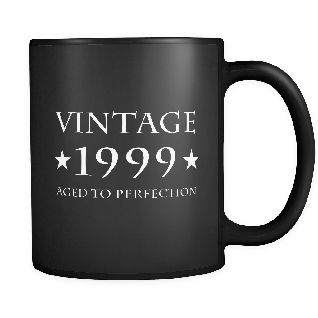 Vintage 1999 Aged to Perfection Black Mug