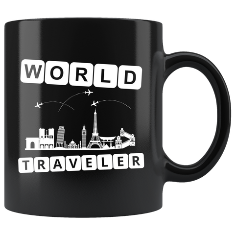 World Traveler 11oz Black Mug