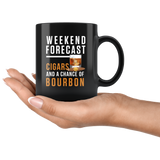 Weekend Forecast Cigars And A Chance Of Bourbon 11oz Black Mug