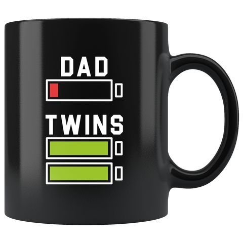 Dad Empty Battery Twins Full Batteries 11oz Black Mug