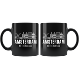 Amsterdam Netherlands 11oz Black Mug