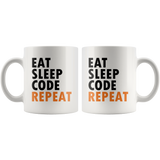 Eat Sleep Code Repeat White Mug