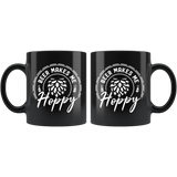 Beer Makes Me Hoppy 11oz Black Mug