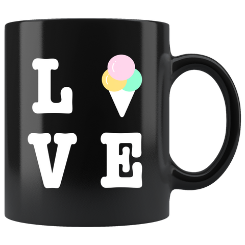 Love Ice Cream 11oz Black Mug