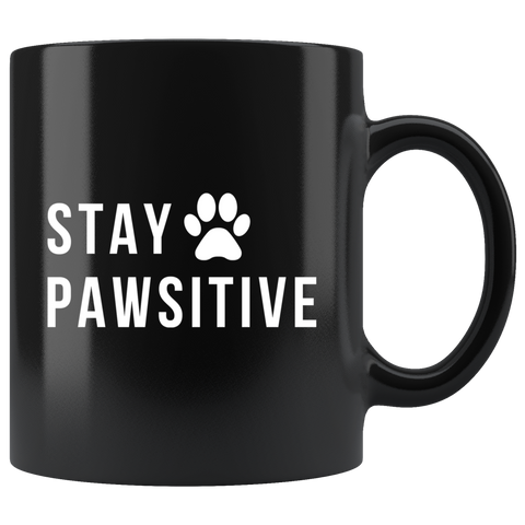 Stay Pawsitive 11oz Black Mug