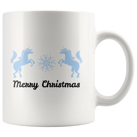 Merry Christmas Unicorns 11oz White Mug