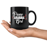 Piano Girl 11oz Black Mug