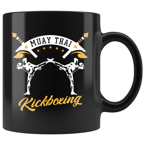 Muay Thai Kickboxing 11oz Black Mug