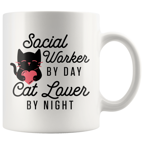 Social Worker By Day Cat Lover By Night 11oz White Mug