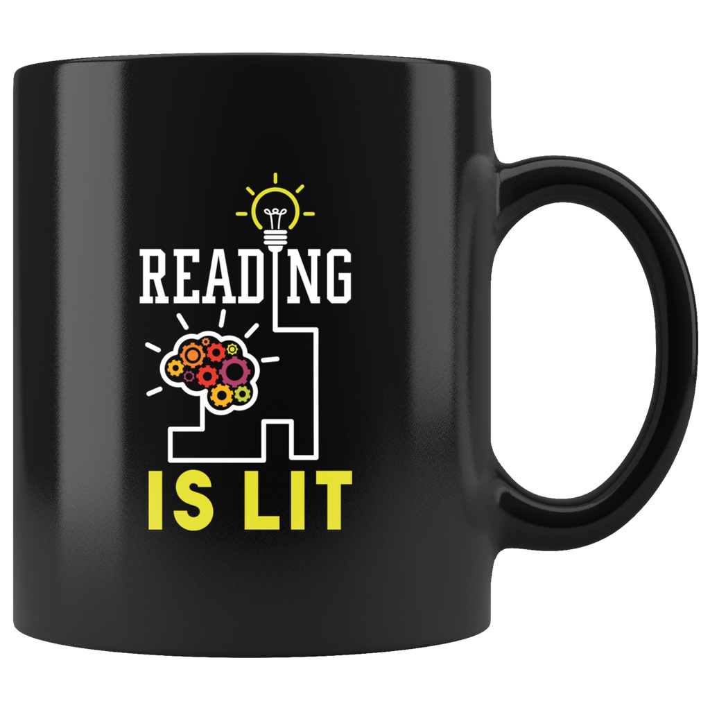 Reading Is Lit 11oz Black Mug