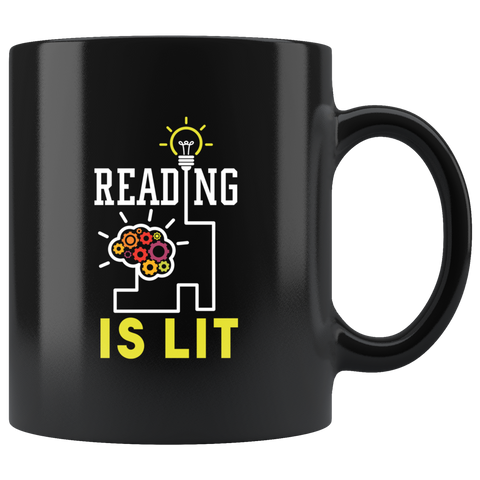 Reading Is Lit 11oz Black Mug