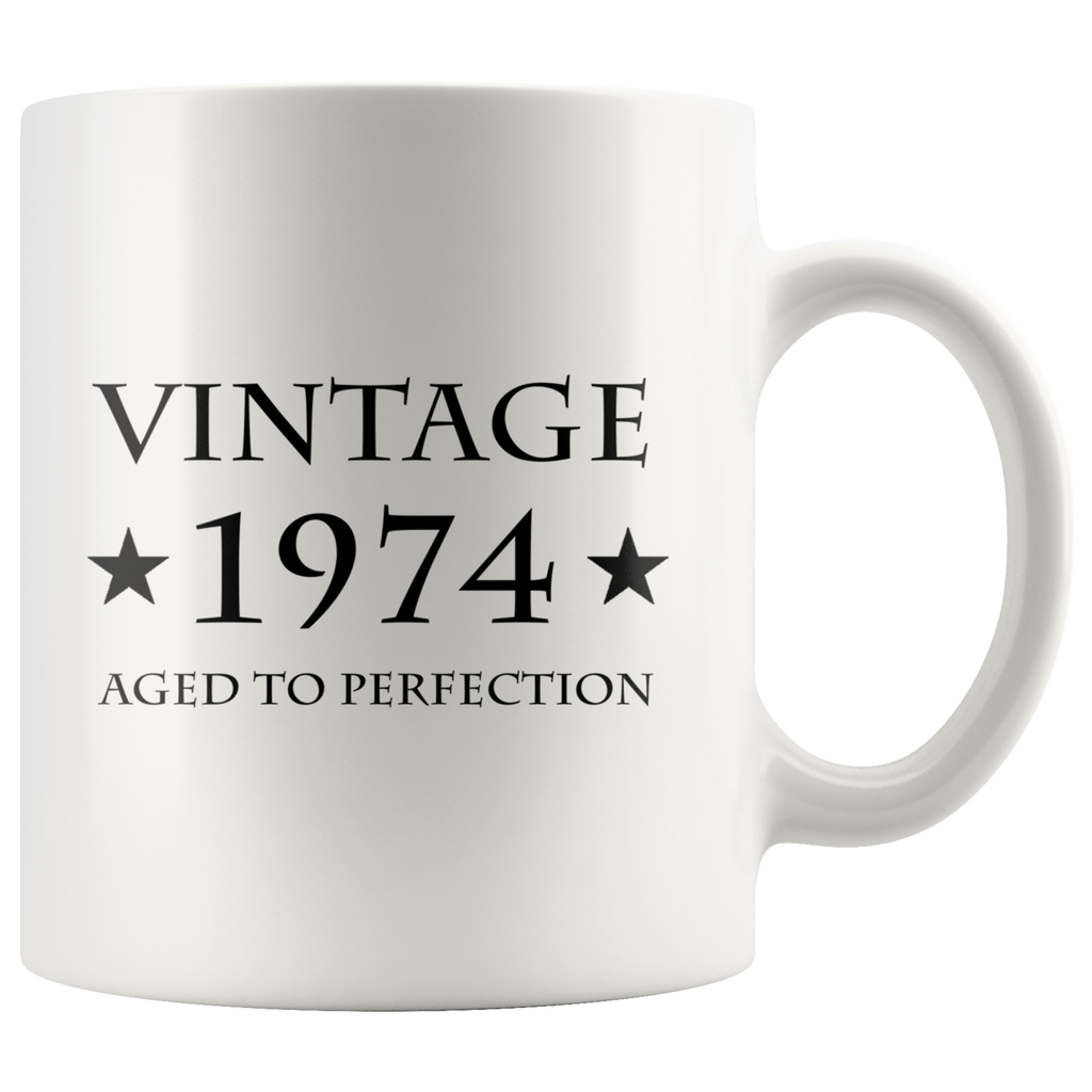 Vintage 1974 Aged To Perfection White Mug
