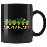 Adopt A Plant 11oz Black Mug