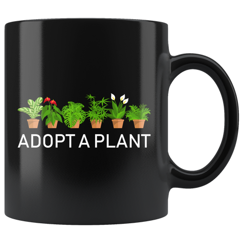 Adopt A Plant 11oz Black Mug
