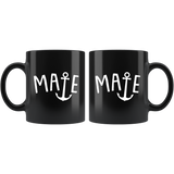 Mate Anchor Design 11oz Black Mug