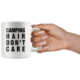Camping Hair Don't Care White Mug