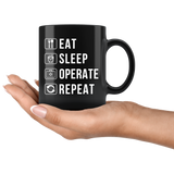 Eat Sleep Operate Repeat 11oz Black Mug