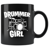 Drummer Girl 11oz Black Mug