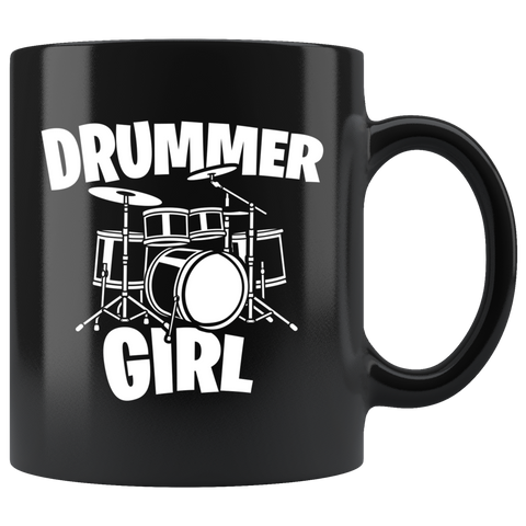 Drummer Girl 11oz Black Mug