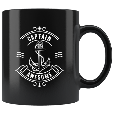 Captain Awesome 11oz Black Mug