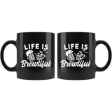 Life Is Brewtiful 11oz Black Mug