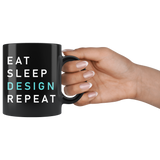 Eat Sleep Design Repeat 11oz Black Mug