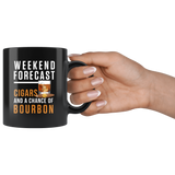 Weekend Forecast Cigars And A Chance Of Bourbon 11oz Black Mug