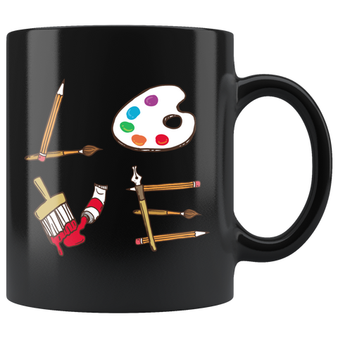 Love Paint 11oz Black Mug