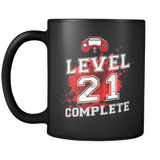 Level 21 Complete - 21st Birthday Mug in Black