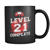Level 21 Complete - 21st Birthday Mug in Black