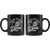 Social Studies Diva 11oz Black Mug