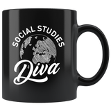 Social Studies Diva 11oz Black Mug
