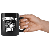 Drummer Girl 11oz Black Mug