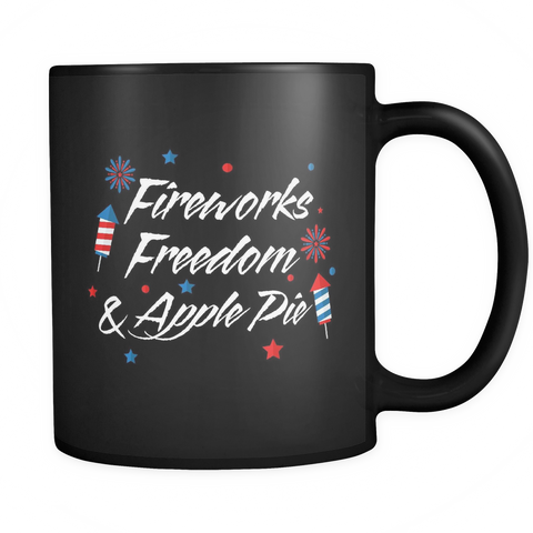 Fireworks Freedom & Apple Pie Black Mug
