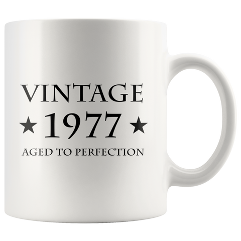 Vintage 1977 Aged To Perfection White Mug