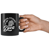 Social Studies Diva 11oz Black Mug