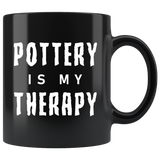 Pottery Is My Therapy 11oz Black Mug