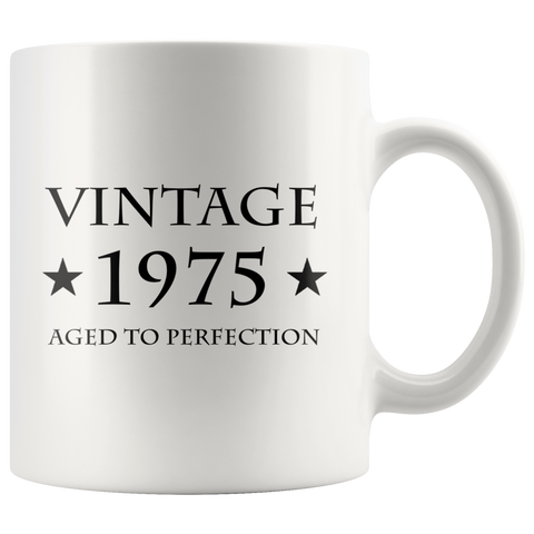 Vintage 1975 Aged To Perfection White Mug