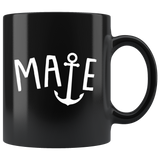 Mate Anchor Design 11oz Black Mug