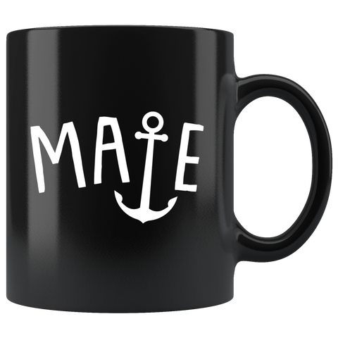 Mate Anchor Design 11oz Black Mug