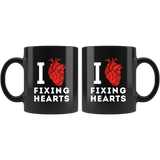I Love Fixing Hearts 11oz Black Mug