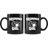 Drummer Girl 11oz Black Mug