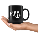 Mate Anchor Design 11oz Black Mug
